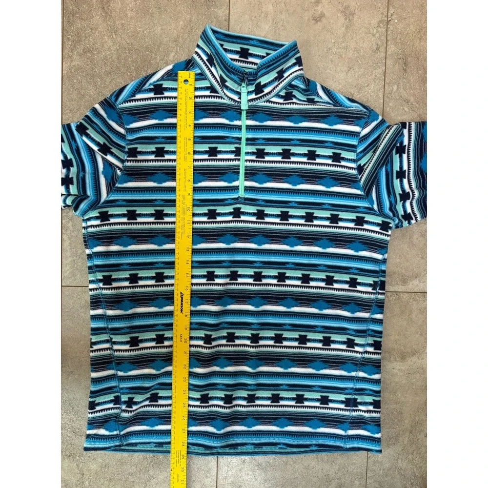 Chubbies Men's Large Fleece Quarter Zip Pullover Blue Aztec Southwestern Western